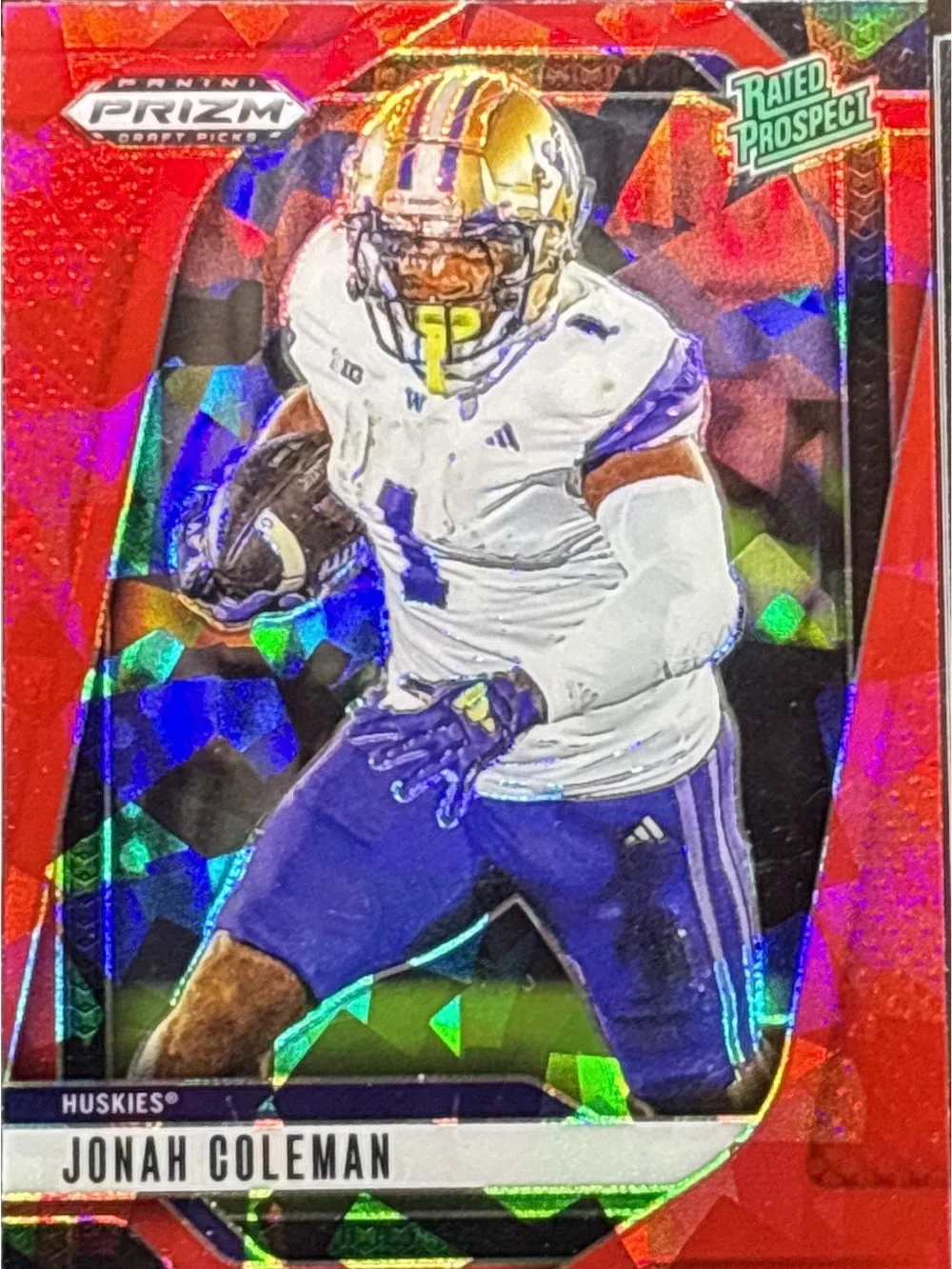 Panini Prizm Jonah Coleman Red Prism Rated Prospect Card
